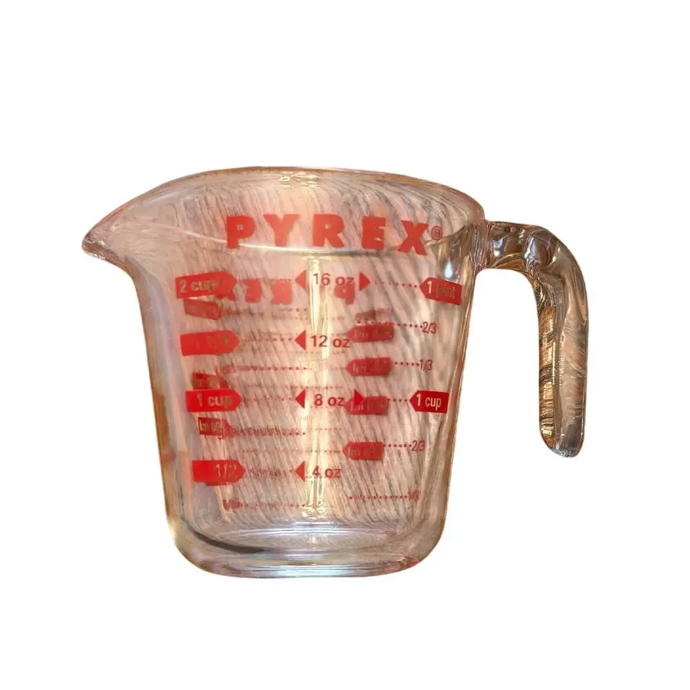 Vintage 1980s PYREX Glass Measuring Cup 2 Cup - Made in USA